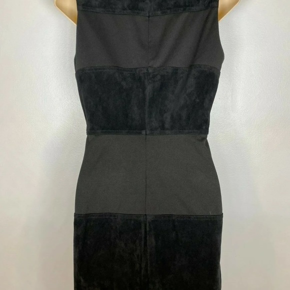 Calvin Klein Black Sleeveless Suede Stripes Sheath Dress Sz.10 originally $169 - Picture 6 of 8